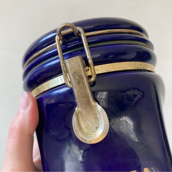 Gevalia Kaffe | Vintage Indigo Gold Ceramic Coffee Tea Canister Jar - Picture 3 of 9